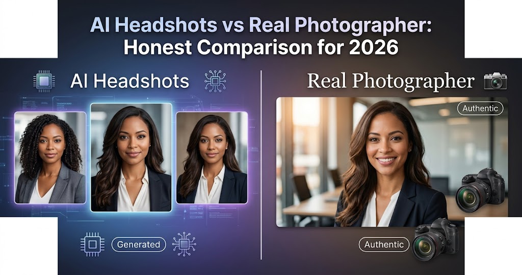 AI headshots vs. photographer comparison