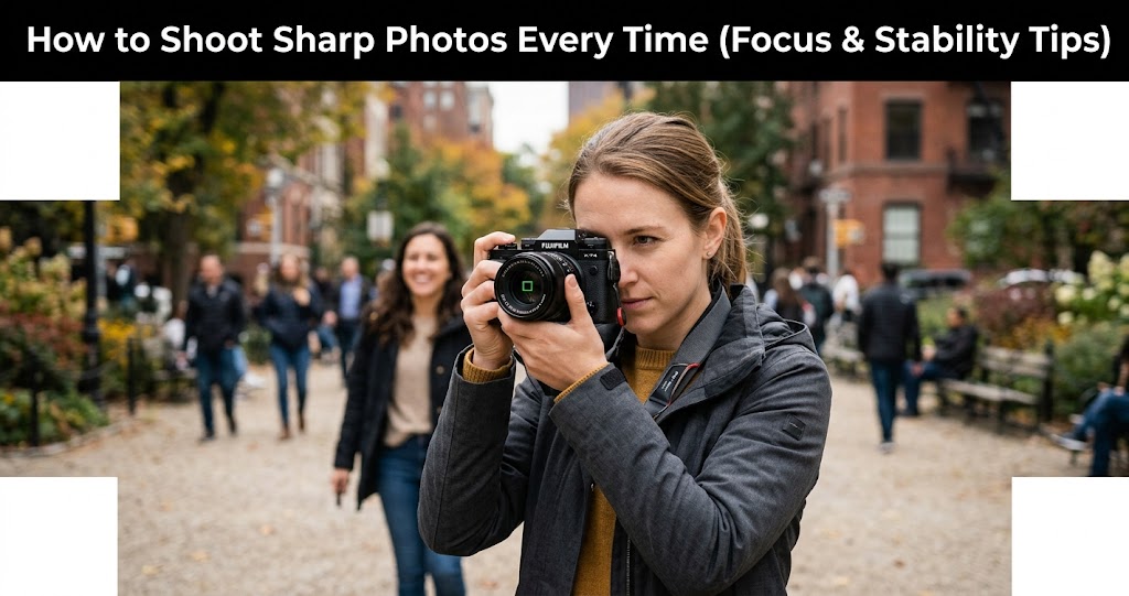 Camera on tripod with sharp focus display